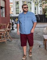 Bermuda Social Plus Size Masculina com Bolso Faca em Sarja Bivik Jeans Bermuda Social Plus Size Masculina com Bolso Faca em Sarja Bivik Jeans