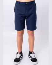 Bermuda Social Sarja Masculina Juvenil com Bolsos Frontais, Elástico no Cós Traseiro, Botão Frontal e Braguilha Não Funcional