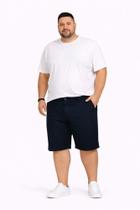 Bermuda Sport Fino em Sarja Marinho - Shyros - Veste Até 56