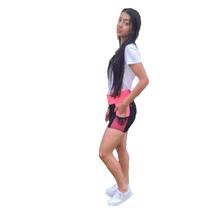 Bermuda Suplex Para Academia Com Bolso Telinha na Lateral Cós e Lateral Pink