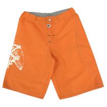 Bermuda Tactel infantil masc Pega Mania Laranja/branco