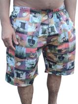 Bermuda Tactel Masculina 3 Bolsos Shorts Costura Rebatida Onda Do Surf Bermuda Tactel Masculina 3 Bolsos Shorts Costura Rebatida Onda Do Surf