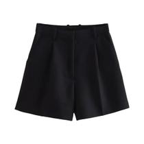 Bermuda Vintage de Cintura Alta para Mulheres - Com Bolsos e Zíper