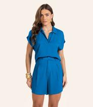 Bermuda Viscose Modena Pesada Feminino Endless Azul Bermuda Viscose Modena Pesada Feminino Endless Azul