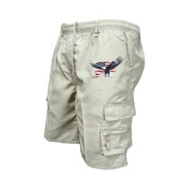 Bermudas Cargo Masculinas Com Cintura Elástica, Múltiplos Bolsos, Ajuste Solto, Para Esportes Ao Ar