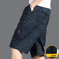 Bermudas Cargo Masculinas De Algodão Soltas Com Bolso Com Zíper, Casuais, Para Trabalho, Na Altura