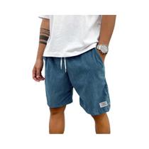 Bermudas Casuais De Verão Masculinas Em Corduroy Leve, Cor Sólida, Moda De Rua, Praia, Calças De