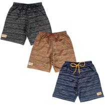 Bermudas de Moletom Masculino Infantil e Juvenil Básica kit 3 Shorts de Menino