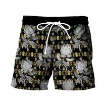 Bermudas De Praia Masculinas De Secagem Rápida Para O Verão Com Estampa Gráfica Luxuosa