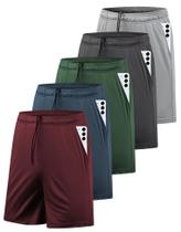 Bermudas Esportivas Masculinas AKAWOOKO 5 Unidades Secagem Rápida com Bolsos