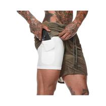 Bermudas Esportivas Masculinas De Verão 2 Em 1, Calças De Corrida De Dupla Camada Para Praia, Bermudas Esportivas Masculinas De Verão 2 Em 1, Calças De Corrida De Dupla Camada Para Praia,