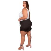Bermudas Femininas Plus Size Soltinhas Malha Canelada Moda Verão 2024