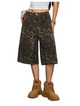 Bermudas jeans femininas WDIRARA, cintura baixa, perna larga Bermudas jeans femininas WDIRARA, cintura baixa, perna larga