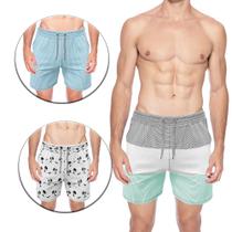 Bermudas Masculina Kit com 3 Shorts Verão Treino Academia Praia