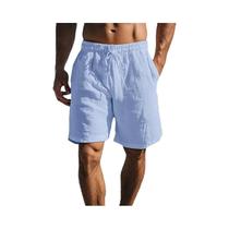 Bermudas Masculinas Leves E Respiráveis De Algodão E Linho Para O Verão, Estilo Casual De Praia,