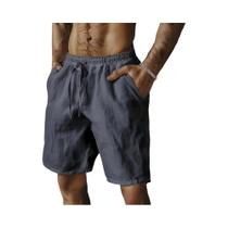 Bermudas Masculinas Leves E Respiráveis De Cor Sólida Para O Verão, Casuais E Soltas, Estilo
