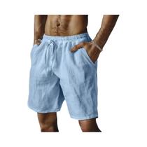 Bermudas Masculinas Leves E Respiráveis De Cor Sólida Para O Verão, Casuais E Soltas, Estilo