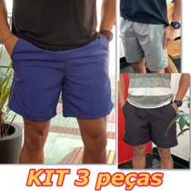 Bermudas Shorts Calção Kit 3 Peças Tactel Reforçado com 3 Bolsos Costura Tripla envio 24