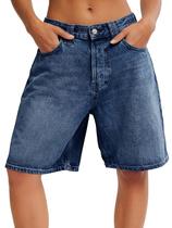 Bermudas Tankaneo Baggy Denim de cintura alta para mulheres