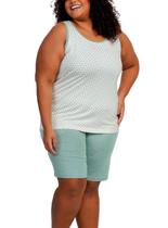 Bermudoll Regata Podiun 265083X Feminino Plus Size Com Bolsos Poá Viscolycra T. G1/G3