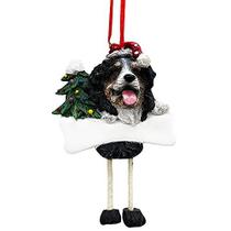 Bernese Mt Dog Ornament com exclusivo "Dangling Legs" pintado à mão e facilmente personalizado enfeite de Natal