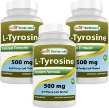 Best Naturals L-Tirosina 500 mg, Pack de 360 Cápsulas