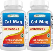 Best Naturals Suplemento de Calcio y Magnesio con Vitamina D3 1500 mg
