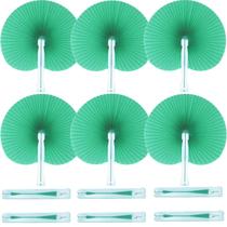 Bestage 20 abanicos plegables de papel verde con mango de plástico Bestage 20 abanicos plegables de papel verde con mango de plástico