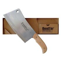 Bestfer Cutelo Profissional Faca Aço Manganes 8,5" de 21cm com Furo e Cabo de Madeira BFH1762