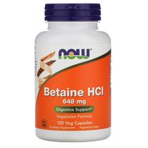 Betaina HCI 648mg 120 Cápsulas - Now Foods