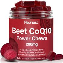 Beterraba com CoQ10 200 mg em mastigáveis NEUNEST 60 suplementos macios