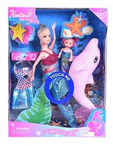 BETTINA Sereia Princesa Doll Pack, Cauda sereia de mudança de cor, boneca de vestido 12" e boneca de vestido 3" e cor golfinho revelam brinquedos sereias para garotinhas e play gift set com idade de 3+