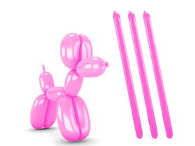 Bexiga Balão Espaguete Rosa Canudo 50 Unidades Tamanho 260