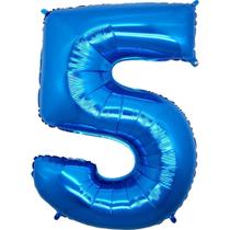 Bexiga Balão Metalizado 16 Polegadas 40cm Azul Número 5 Bexiga Balão Metalizado 16 Polegadas 40cm Azul Número 5