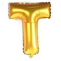 Bexiga Balão Metalizado 16 Polegadas 40cm Dourado Letra T