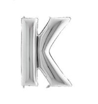 Bexiga Balão Metalizado 16 Polegadas 40cm Prata Letra K