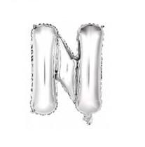 Bexiga Balão Metalizado 16 Polegadas 40cm Prata Letra N