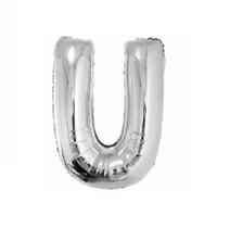 Bexiga Balão Metalizado 16 Polegadas 40cm Prata Letra U