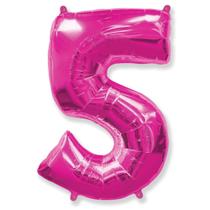 Bexiga Balão Metalizado 16 Polegadas 40cm Rosa Número 5 Bexiga Balão Metalizado 16 Polegadas 40cm Rosa Número 5
