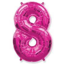 Bexiga Balão Metalizado 30 Polegadas 75cm Rosa Número 8 - Warna
