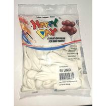 Bexiga Balões Branco 5 Polegadas Happy Day 50 Unidades