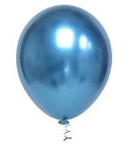 Bexiga Balões Metalizado Platino Nº 16 Azul - 12 Unid