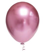 Bexiga Balões Metalizado Platino Nº 5 Rosa - 25 Unid