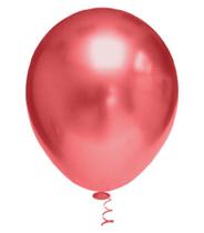 Bexiga Balões Metalizado Platino Nº 5 Vermelho - 25 Unid