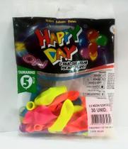 Bexiga Balões Neon 5 Polegadas Happy Day 30 Unidades