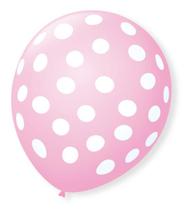 Bexiga Balões Tema Nº 9 Bolinhas Rosa Bebê Branco - 25 Unid - Balões São Roque