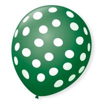 Bexiga Balões Tema Nº 9 Bolinhas Verde e Branco - 25 Unid