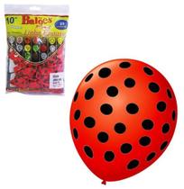Bexiga Fantasia Bolinha 10 Vermelho preto 25 Unidades - Camp