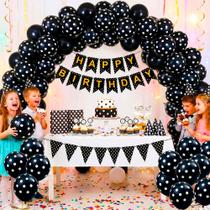 Bexigas Balão N9 Decoração Preto com Bolinhas brancas 25/200