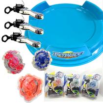 Beyblade 3 Beys + 3 Lançadores + Arena 40cm Gyroscopic